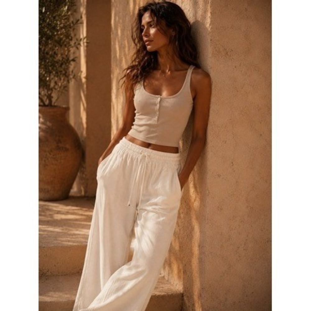 Manifest Offline Women Cream Wide Leg Lounge Pants PK3605 Large NWT Loungewear
